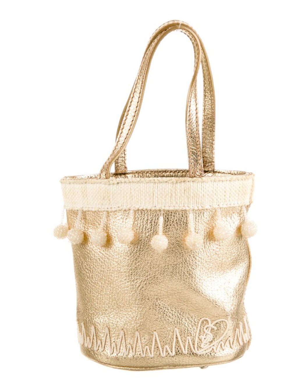 Yves Saint Laurent Vintage Gold Mini Bucket Bag Metallic Leather